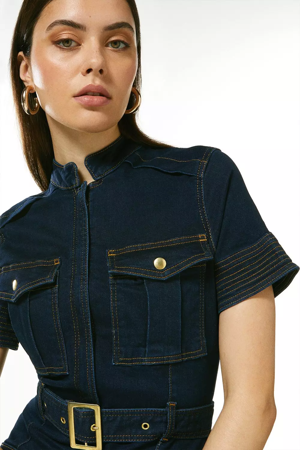 Karen millen belted denim hot sale dress